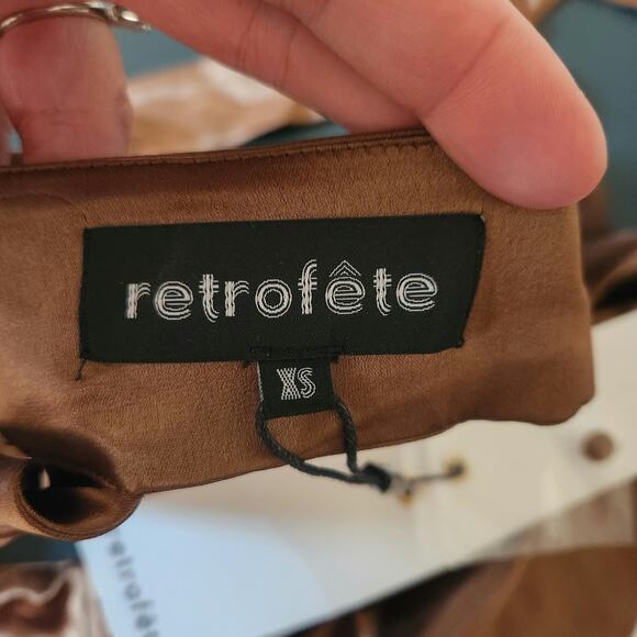 Retrofete Ross Top in Cognac Brown Size XS NWT Satin Padded Bust Strapless - Picture 10 of 10